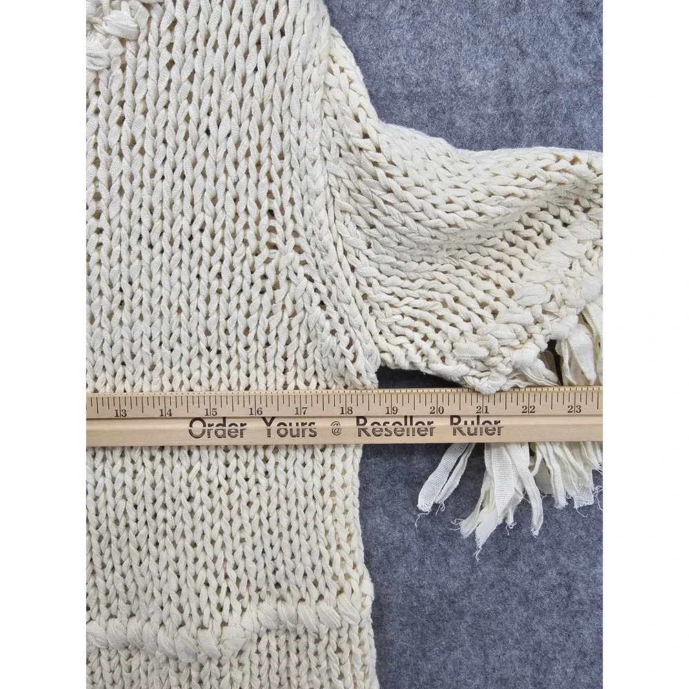 Free People Cream Crochet Knit Fringe‎ Crop Top Bohemian Festival